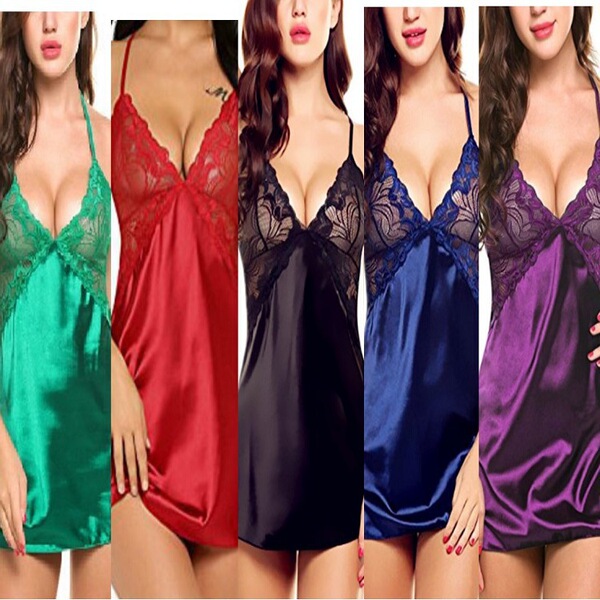 Wholesale Europe and America-Style Ice Silk Strapless Sleep Dress for Women – Sexy Summer Korean Pajama Set - red