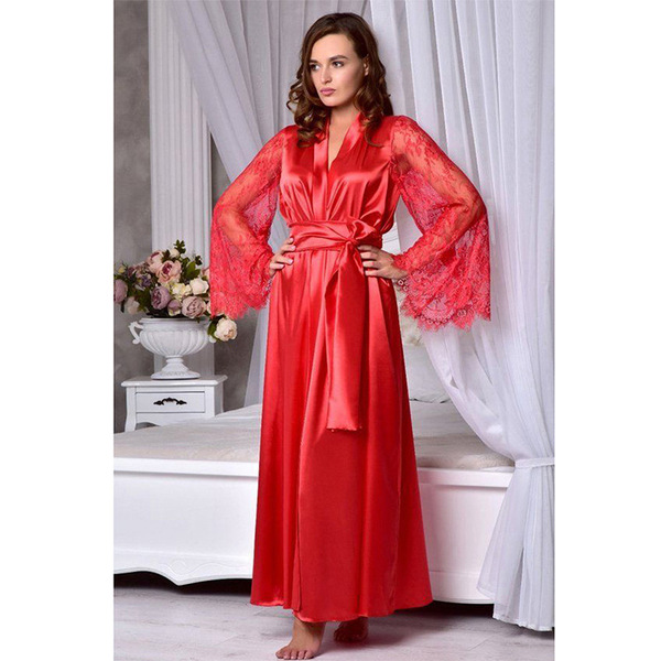 Sexy European-Style Ice-Silk Look Plus Size Sleep Dress – Wholesale Direct from Manufacturer - red