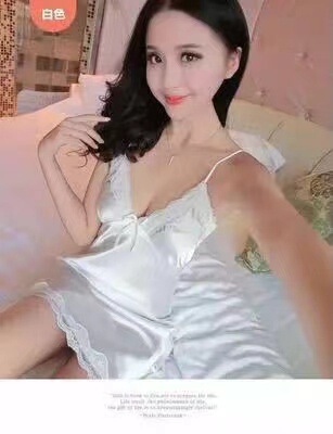 Sexy Lace Trim Cami Sleep Dress for Women – Adjustable Strap Nightgown Set with Matching Briefs, Soft Lightweight Lounge - White + white open-crotch socks