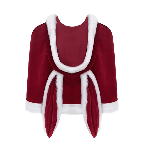 Xianyi Sexy Christmas Bunny Costume Set - Seductive Holiday Lingerie Outfit for Women, Festive Naughty Dress - S44 Outfit + S21 Red Shawl