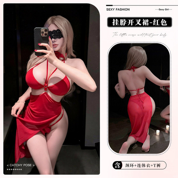 Lemon Story New Year Lingerie Set - Sexy Qipao Sleepwear, Seductive Maid Costume & Busty Elegant Pajamas - 9784 Red