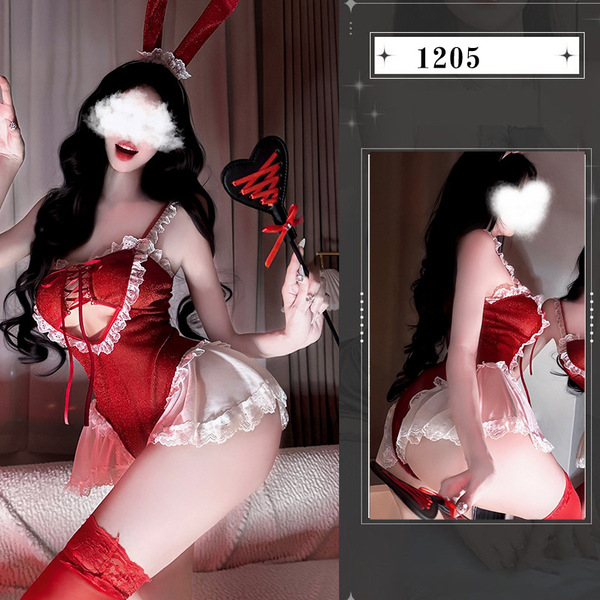 Sexy Christmas Bunny Costume for Women - Hot Catwoman Bodysuit Outfit, Naughty Holiday Cosplay Lingerie Set - 1205
