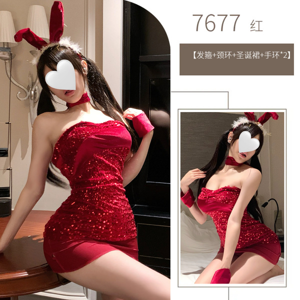 Plus Size Sexy Christmas Outfit - Bodycon Mesh Bodysuit & Skirt Set for Holiday Parties & Date Nights - red