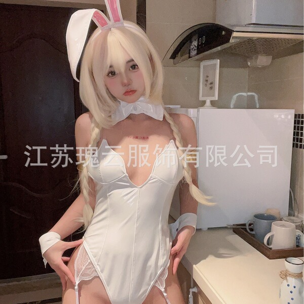 Glowing cloud pu bunny girl costume - sexy tight-fit role play lingerie set for cosplay & bedroom fun