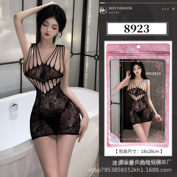 Seductive Sheer Mesh Bodysuit for Women - Plus Size Open-Crotch Sensual Lingerie Set for Bedroom Play - 8923