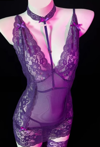 Pure & Playful Lingerie for Small Busts – Seductive, No-Remove Intimate Outfit for Women - 9167 purple
