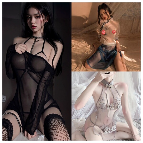 Luxury Sensual Lingerie Set for Couples – Playful Bedroom Sleepwear, No-Remove Design, Elegant & Comfortable - Black + 9880 + 8330 Gray