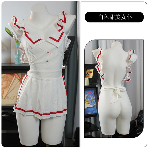 Dimoosi Sexy Maid Costume for Women - Hot Role Play Outfit, Pure Temptation Kawaii Cosplay Set A902 - A902 Sweet Maid + White Socks with Crosses