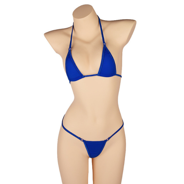 Sexy Lace Bondage Lingerie Set for Women – Ice Silk Sheer Bikini Bra & Panty Outfit - sapphire..