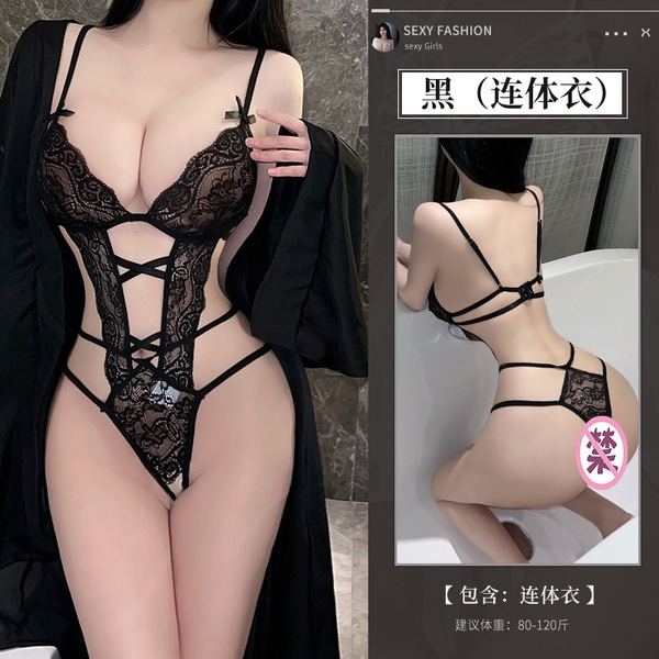 QQNY Pure Allure Sleepwear Set – Elegant Seductive Lingerie for Women, Luxury Intimate Nightwear - Black bodysuit + black stockings