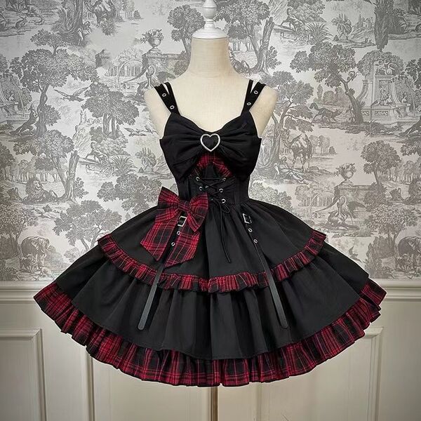 Sleeveless Off-Shoulder Waist Dress for Women – Stylish Plaid Bodycon Fit & Flattering Summer Dress - Black and Red