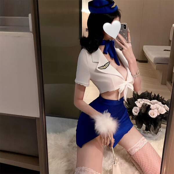Pure & Playful Lingerie Sleep Set – Sexy Sheer Sleep Dress for Romantic Nights & Intimate Moments - Blue + matching black fishnet stockings