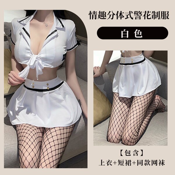 Seductive blue sailor uniform lingerie set with bow - perfect for nightclub and roleplay, featuring a stylish white top with ...