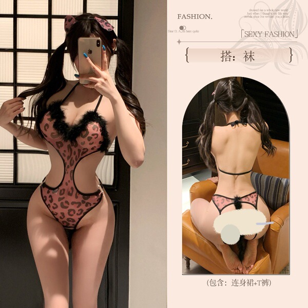 Mist Temptation Lingerie Set - Pure & Alluring Catwoman Style Sexy Sleepwear for Women - Catwoman [bodysuit + headdress]
