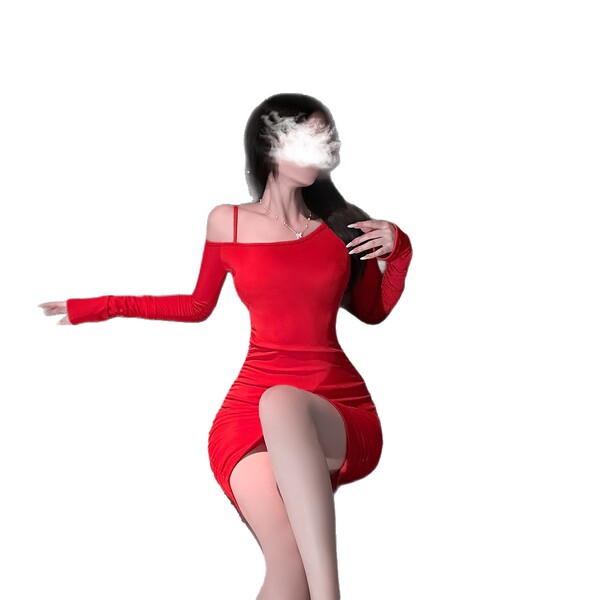 Chao mu sexy lingerie dress - off-shoulder bodycon party dress with side waist drawstring for new year eve glamour