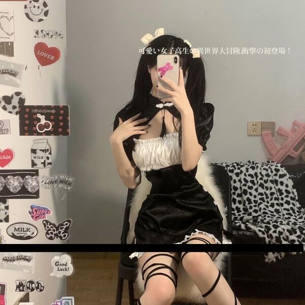 Vintage-Inspired Sexy Lingerie Set - Retro Chinese Qipao Short Sleeve Split Dress, Seductive Uniform Style - Chinese-style mini cheongsam (cheongsam + T-shirt)