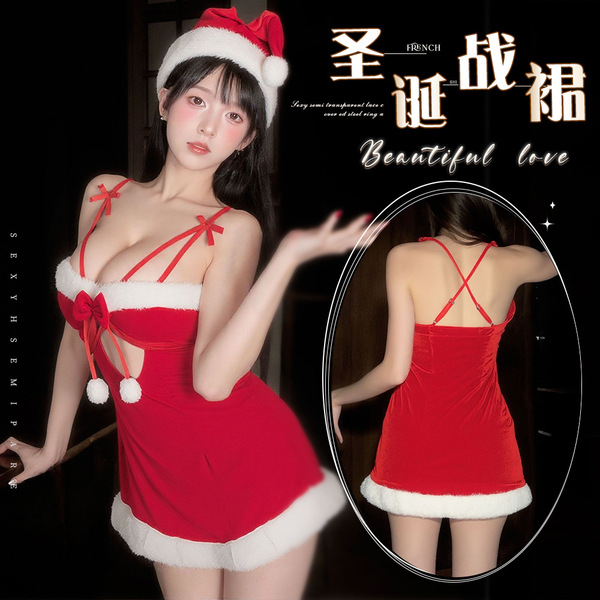 Sexy christmas velvet lingerie set - naughty holiday costume for women, featuring festive design and playful allure.