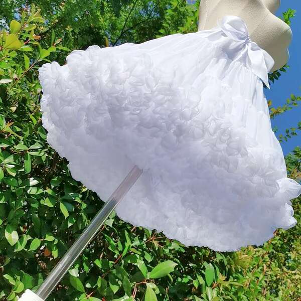 Anime Maid Costume Dress - Cute Lolita Cosplay Outfit for Halloween, Anime Conventions & Roleplay - White cloud-patterned petticoat (one size fits all)
