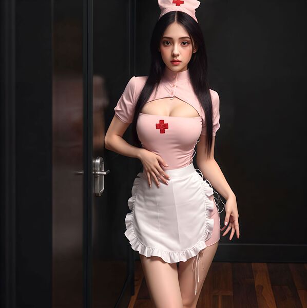 Pure & Sexy Nurse Costume Set – Slit Bodycon Skirt, Role Play Lingerie for Women, Cute Yet Bold Cosplay Outfit - Color shown in picture (socks not included)