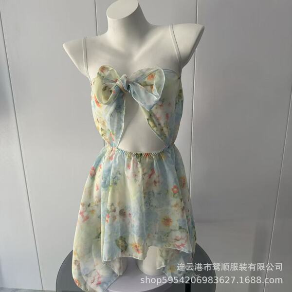 YuanShun Sexy Deep V Floral Lace Dress - Seductive Sheer Mesh Bodycon Nightwear for Women - Flower