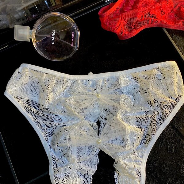 Escape princess lace cotton bikini panties for women – romantic pink sheer floral underwear with delicate lace design and sof...