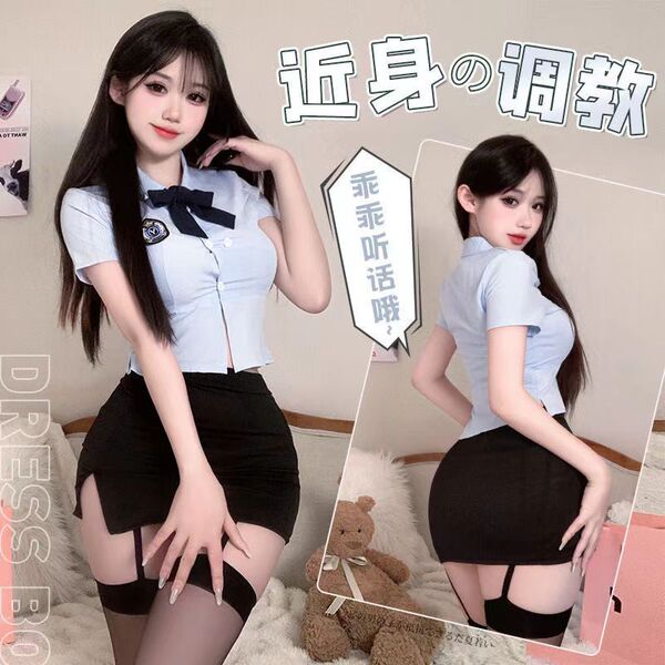 Sexy Secretary Costume Lingerie Set – Elegant Seductive Outfit for Role Play & Intimate Nights - Female police uniform set [socks not included]