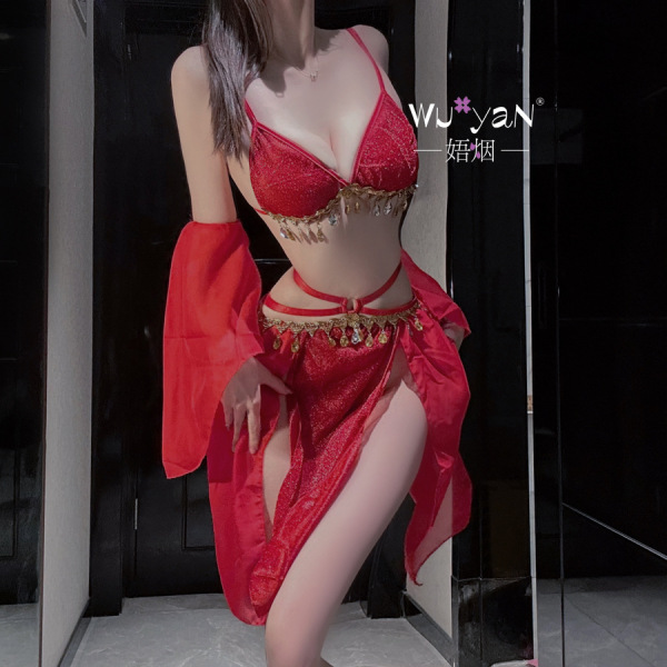 Pure & Seductive Lingerie Set - Modest Yet Sexy No-Remove Bridal Outfit for Couples, Cosplay Sleepwear & Intimate Rolepl - 【Guris - A Tale for All】Red Set