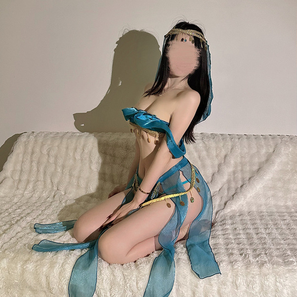 Exotic Dance-Inspired Lingerie Sleep Set - Pure-Yet-Alluring Ancient Chinese Style Bodice & Palace-Themed Nightgown Ense - Hair accessory + tube top + skirt