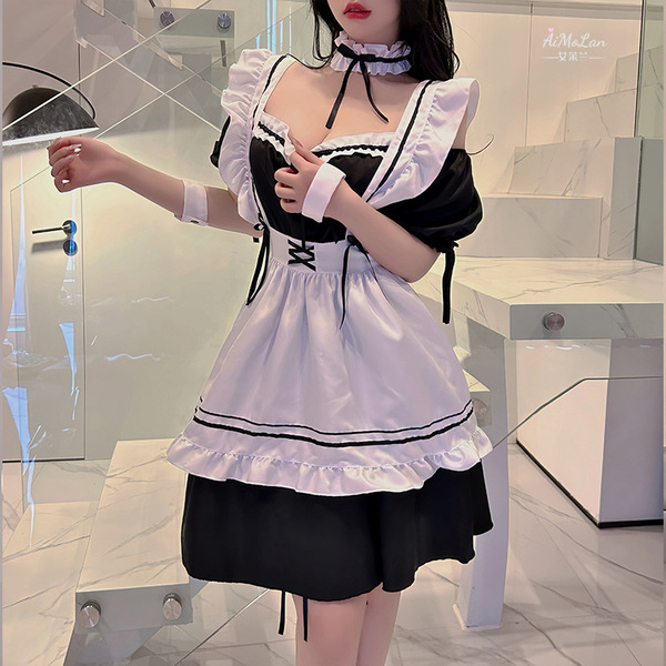 Halloween maid costume for women - japanese style cosplay dress, lolita student uniform & anime servant outfit featuring ruff...