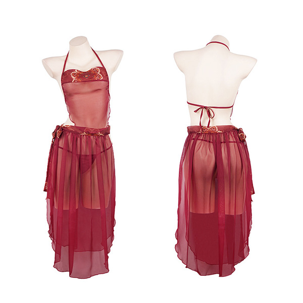 Sexy hanfu lingerie set featuring ancient chinese style bodysuit, silk-look sleepwear, and tempting doudou outfit with intric...