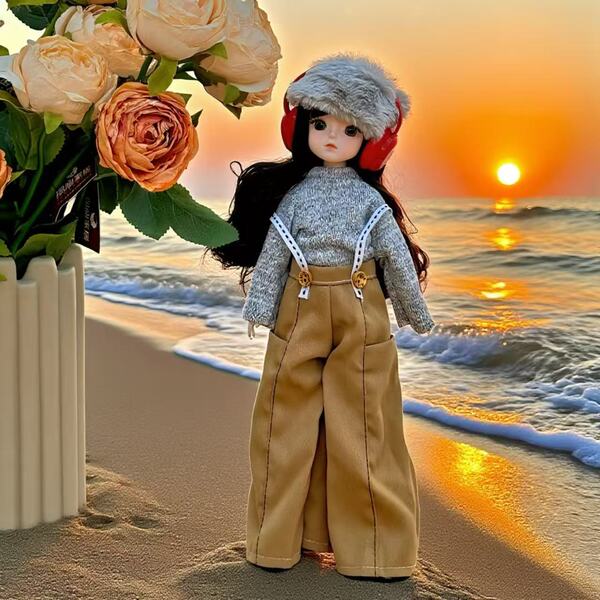 30cm BJD Doll 6-Part Jointed Doll Toy Set with Cute Outfits – Wholesale Price - Hyuna VV+ Red Headphones