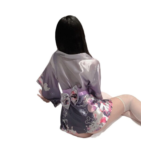 Sexy japanese kimono lingerie set featuring floral patterns, perfect for role play and sleepwear with elegant design.
