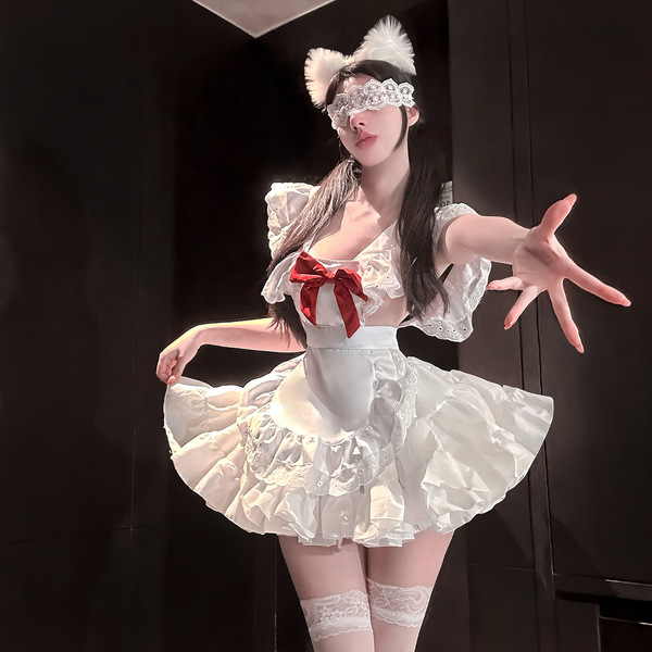 Jinxiao soft & playful lingerie set - bowknot maid-inspired pure-yet-sensual lolita erotic underwear for women, featuring a w...