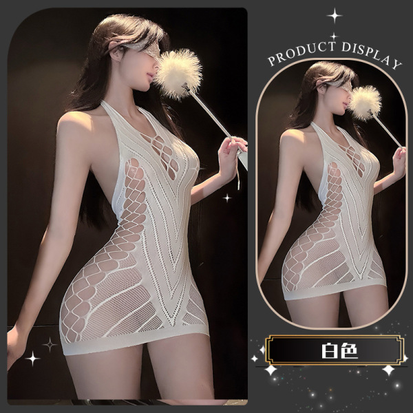 Women's Europe and America-Style Sensual Lingerie Set - Sheer Mesh Bra & Panty with Tear-Away Design, Sexy & Elegant - Deadwood hairpin* white + white boundless stockings