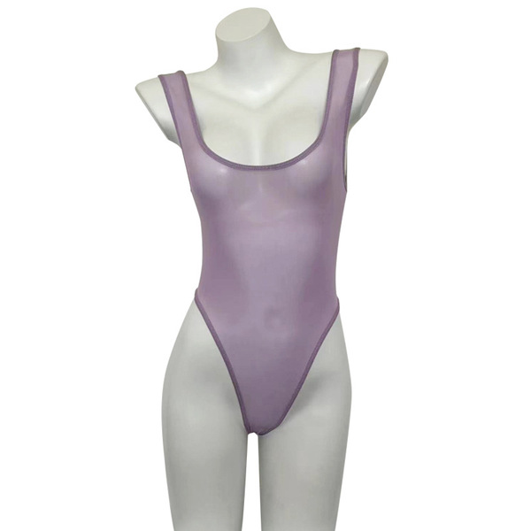 Sexy sheer lace bodysuit with open crotch design, perfect for women seeking elegant and daring lingerie options.