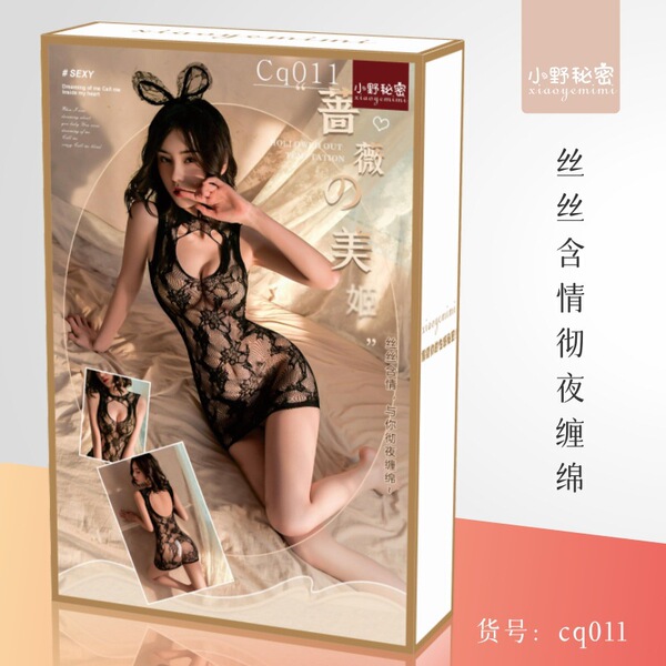 Xiao Ye Secret Lingerie Set - Sexy Sheer Lace Thigh High Stockings & Uniform Style Outfit - 011 Lace-trimmed mesh blouse (colored box, plastic sealed)