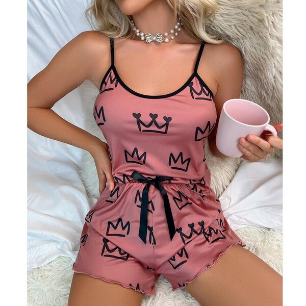 Pure & Alluring Women's Lingerie Set - Sexy Sleepwear Set for Women, QQNY Style Bedroom Outfit - Rouge-colored big heart