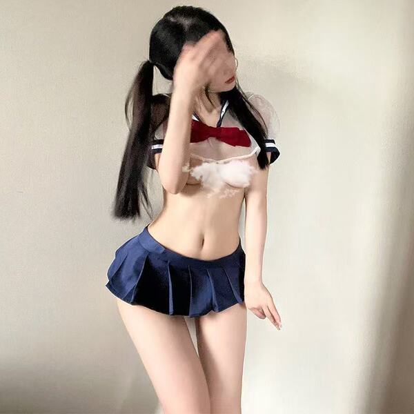 Naben Sexy Lace Bow Mesh Schoolgirl Outfit - Sweet Campus Style Erotic Lingerie Set - Image color + black lace stockings