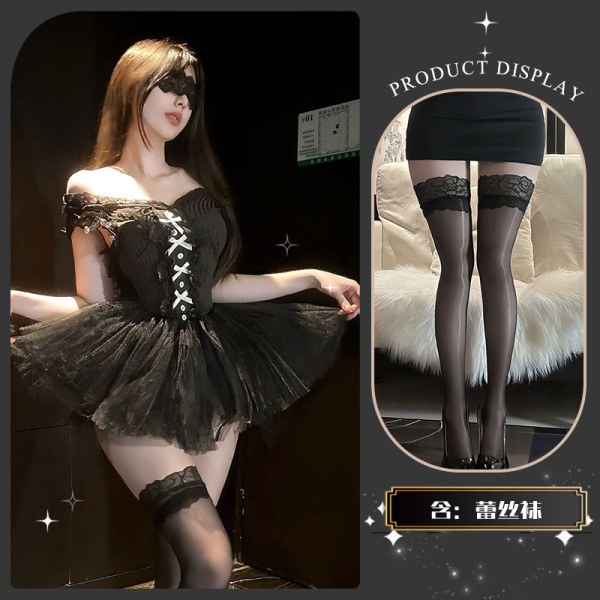JinXiao Puff Skirt Lingerie - Elegant Seductive Pure-Yet-Forbidden Sensual Underwear Set - Soft, flowing fabric + matching socks