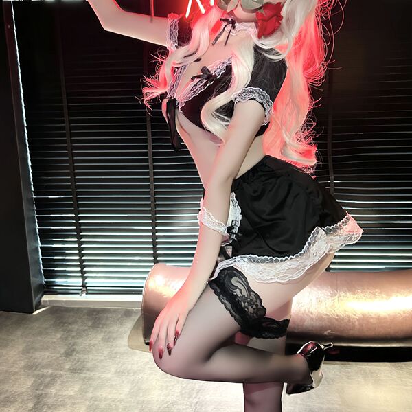 New Japanese Maid Costume for Women - Cute Cosplay Lingerie Set, Role Play Uniform Outfit - Maid outfit + matching stockings