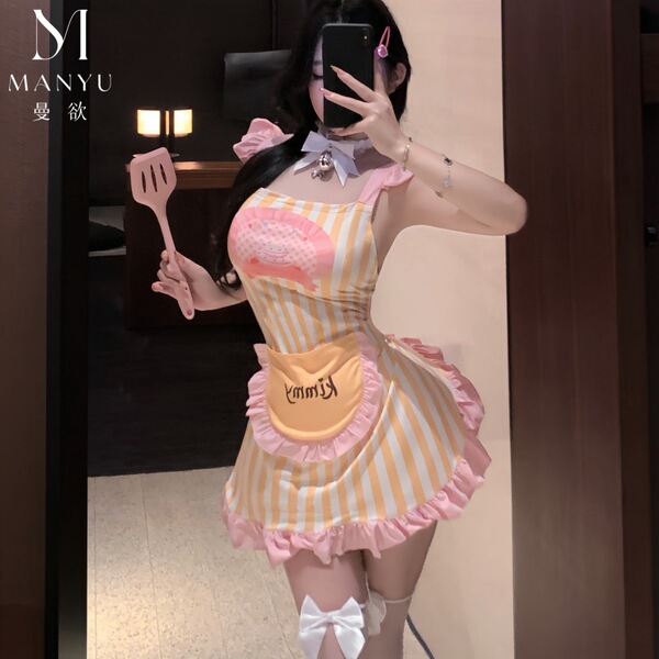 Mandyu chef maid lingerie set - sweet & sexy french maid costume with apron, cute erotic outfit for women