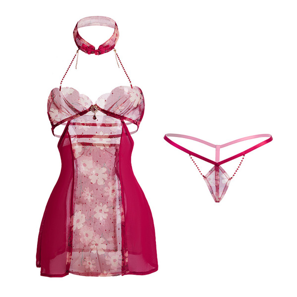 Mannyan sexy lace halter corset dress - sheer chinese new year qipao with mandarin collar & high slit