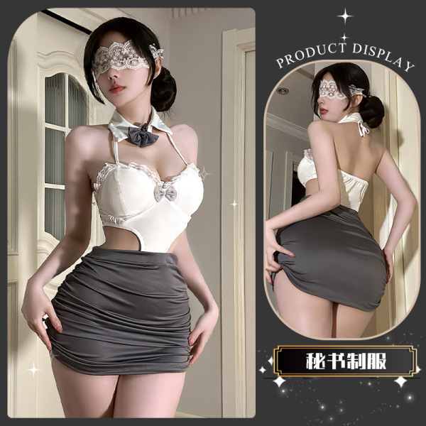 QingShe OL Secretary Lingerie Set – Elegant Seductive Underwear for Women, abstinence-Chic Sensual Lace Bra & Panty - Twilight White Notes ~ [Breast Pads]