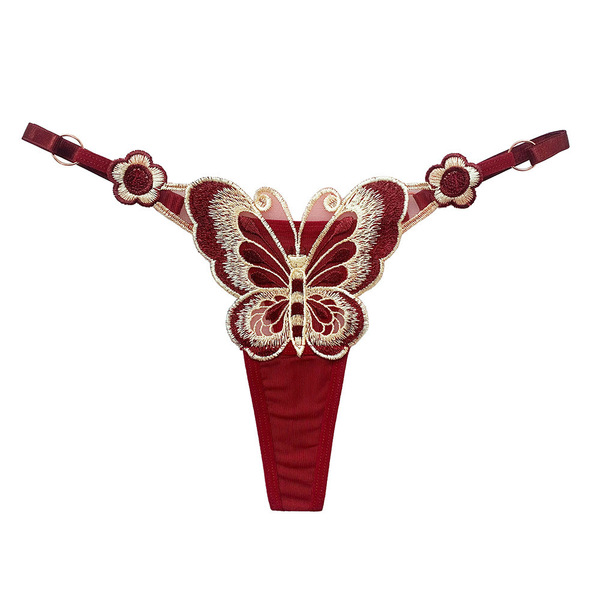 HUDIE Pure & Sexy Lace Bikini Panties for Women – Detachable Bow Low-Rise Triangle Underwear - N91 Red