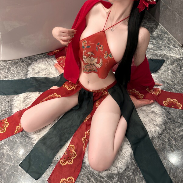 Elegant hanfu-inspired sensual lingerie set featuring intricate designs, perfect for women seeking a luxurious and seductive ...