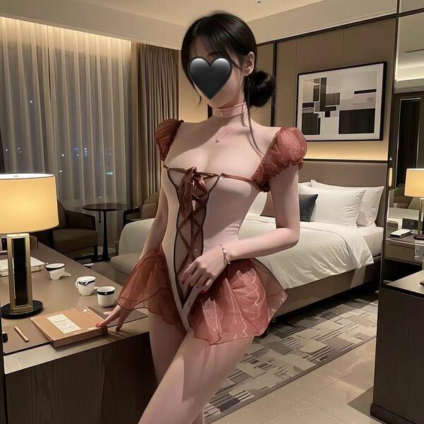 Pure & Playful Lingerie Set - Cute Student-Style Open-Crotch Bodysuit with Hook Closure, No-Remove Sleepwear - bodysuit + white fishnet stockings