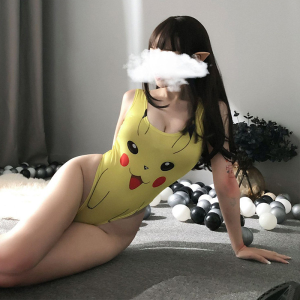 DVA Cosplay Costume - Overwatch Women's Sexy Bodysuit & Anime Themed Lingerie Set - Pikachu Yellow