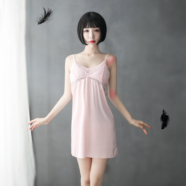 Seductive Sheer Lace Robe Set - Sexy Pure Temptation Sleepwear & Intimate Lounge Outfit in 3 Colors - Pink slip dress with outer robe