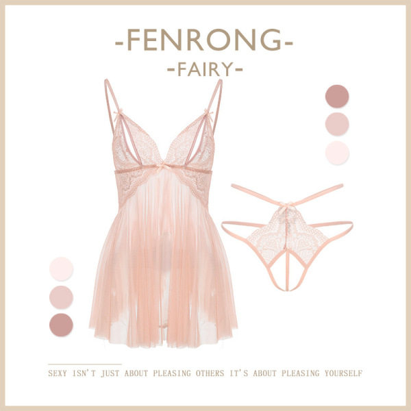 Pure & Playful Lingerie Set - Seductive Naughty Sleepwear, Tempting Uniform Style Bedroom Outfit - Pink and white open-crotch socks