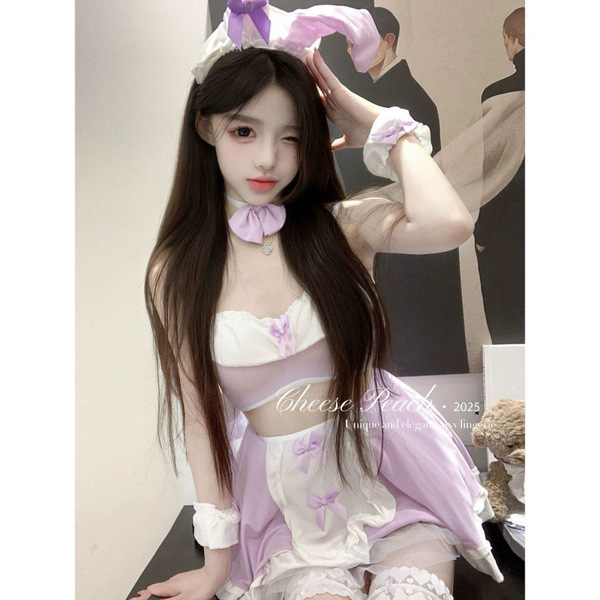 Pure & playful bunny girl lingerie set - sexy cute sleepwear outfit for women, featuring a charming bunny-themed design with ...